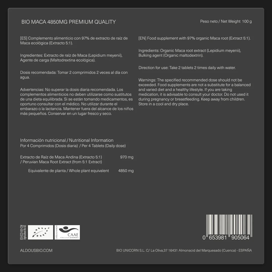 Maca Andina Ecológica Altamente Concentrada