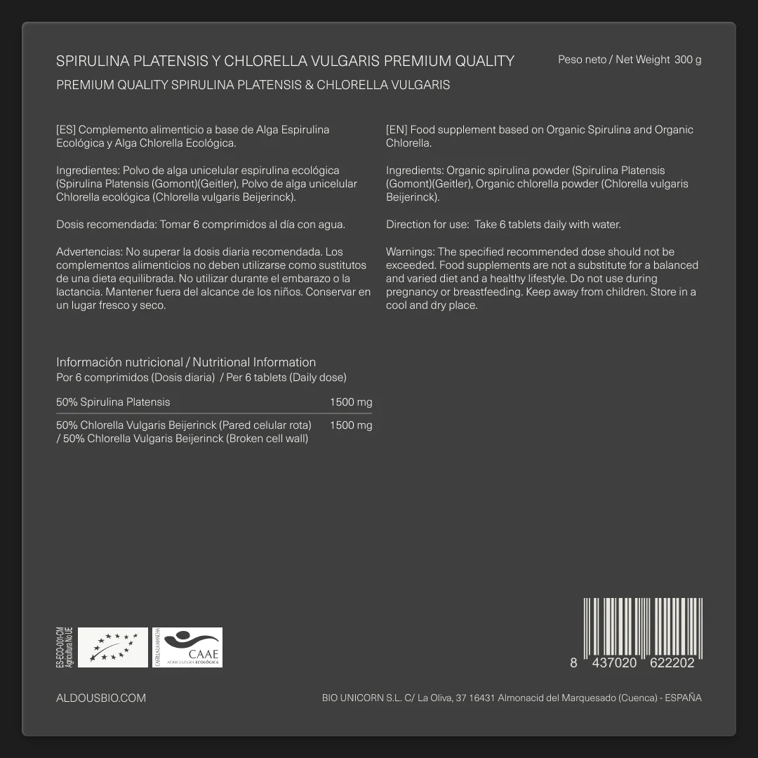 Mix de Espirulina y Chlorella Ecológica