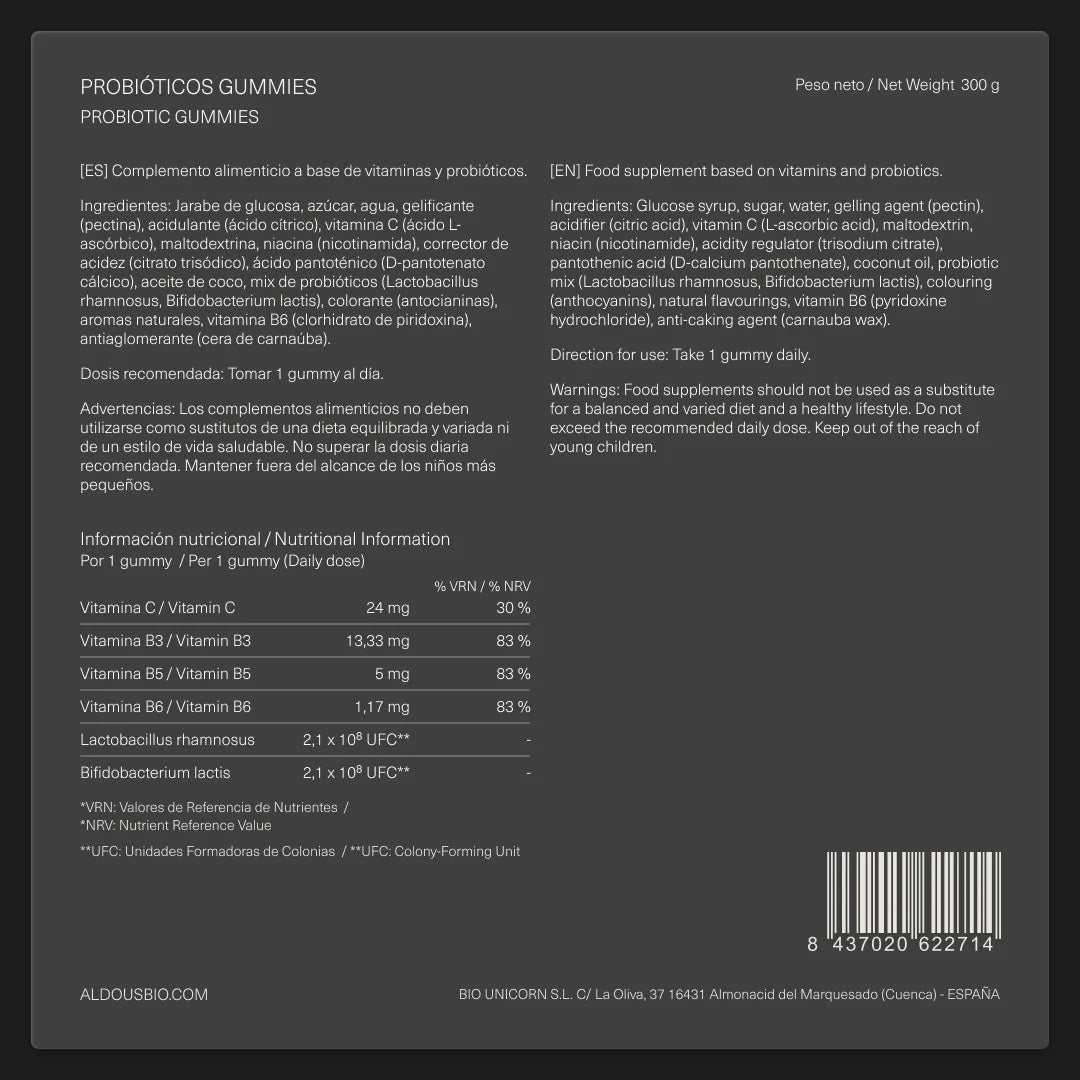 Probióticos con Vitaminas en gominolas