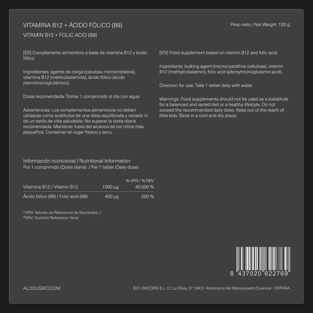 Vitamina B12 con Ácido Fólico