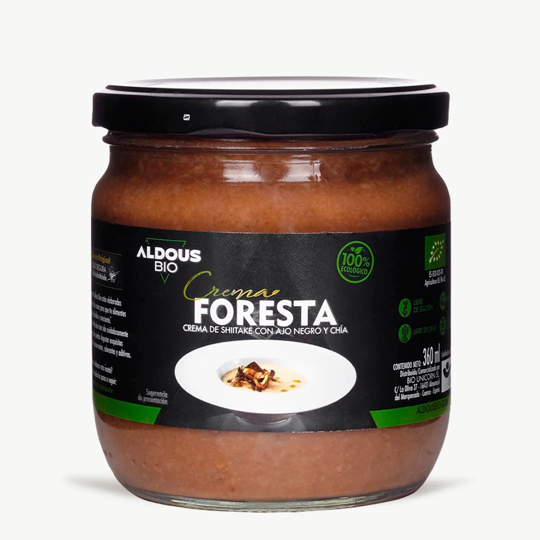 Foresta: Crema Gourmet de Shiitake con Ajo Negro y Chía (360 ml)