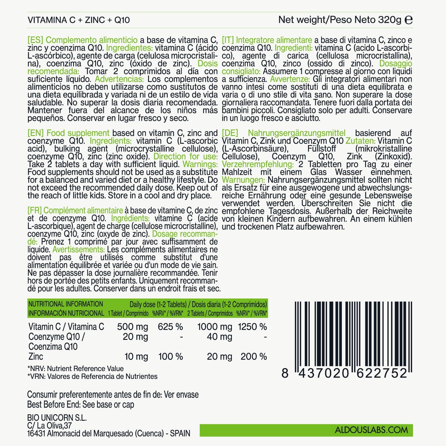 Vitamina C con Zinc y Coenzima Q10